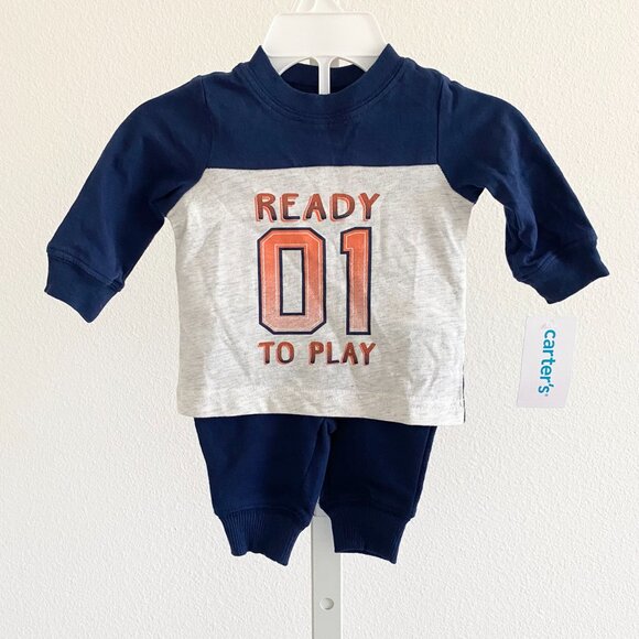 Carters Baby Boys Active Shirt and Joggers 2 Piece Set Outfit Newborn 0 Months - Picture 2 of 6